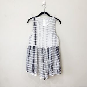 Tobi Tie Dye Romper Black White Sleeveless Silver Zipper